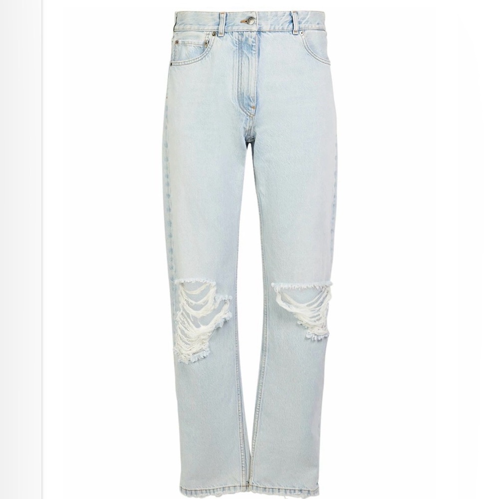 The Row Burty Light Blue Distressed Straight-Leg Jeans